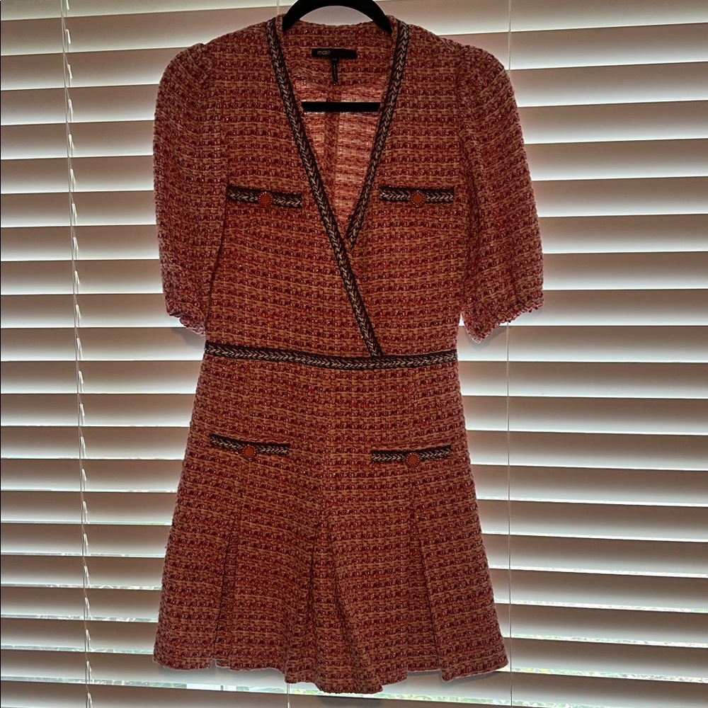 Maje Red and Black Mini Dress
